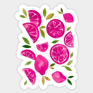 Watercolor lemons viva magenta Sticker